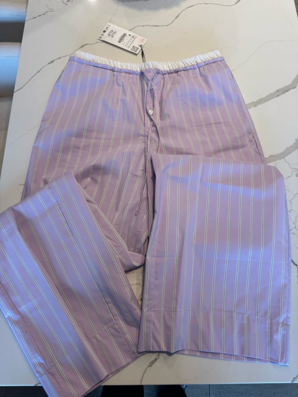Zara Women Lavender Striped Pants